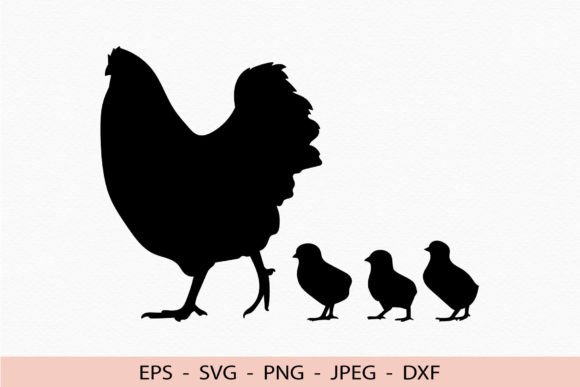 Chicken Mom Silhouette Svg Chick Png: Graphics for Crafts