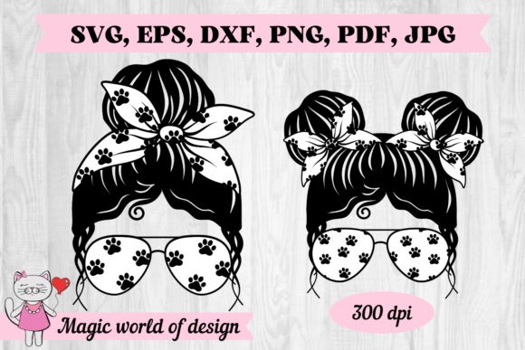Dog Messy Bun Graphics for Crafts